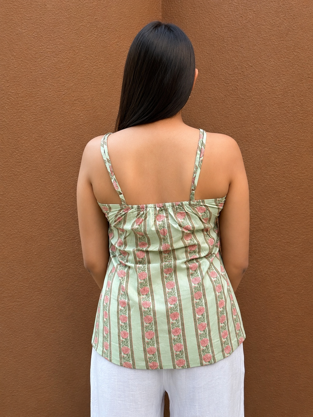 Olive Floral Adjustable Strap Top