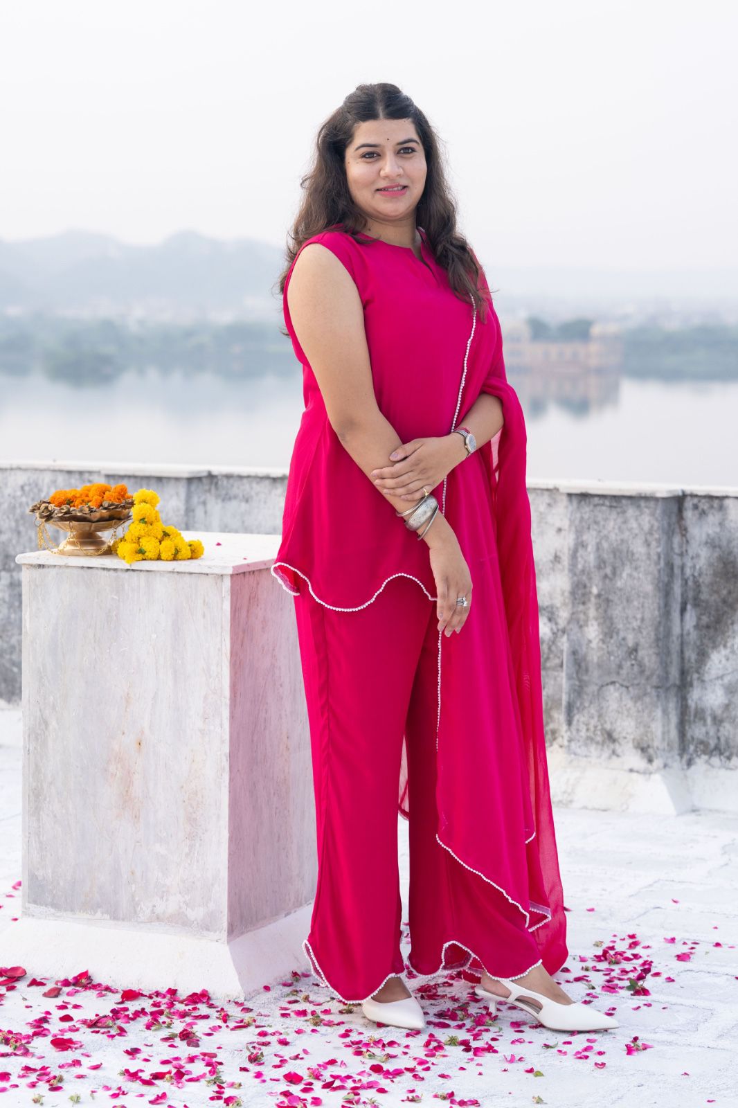 Fuchsia Palazzo Kurta Set