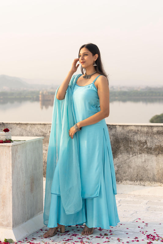Aqua-Marine Strappy Kurta Set