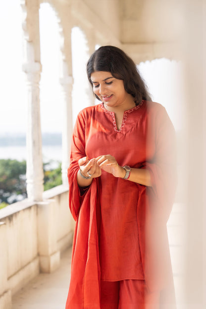 Saffron Rust Kurta-Set